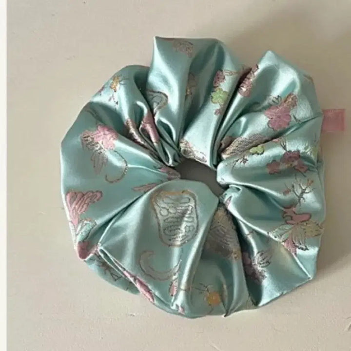[BUNJANG] Hanbok Fabric Scrunchie - Mint (Dancheong Mulbit Color) / 한복원단 스크런치 헤어곱창 민트색(단청물빛색)