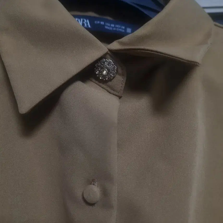 [BUNJANG] Zara Basic Brown Puff Sleeve Blouse XS / 자라 베이직 브라운 퍼프 블라우스 셔츠 xs