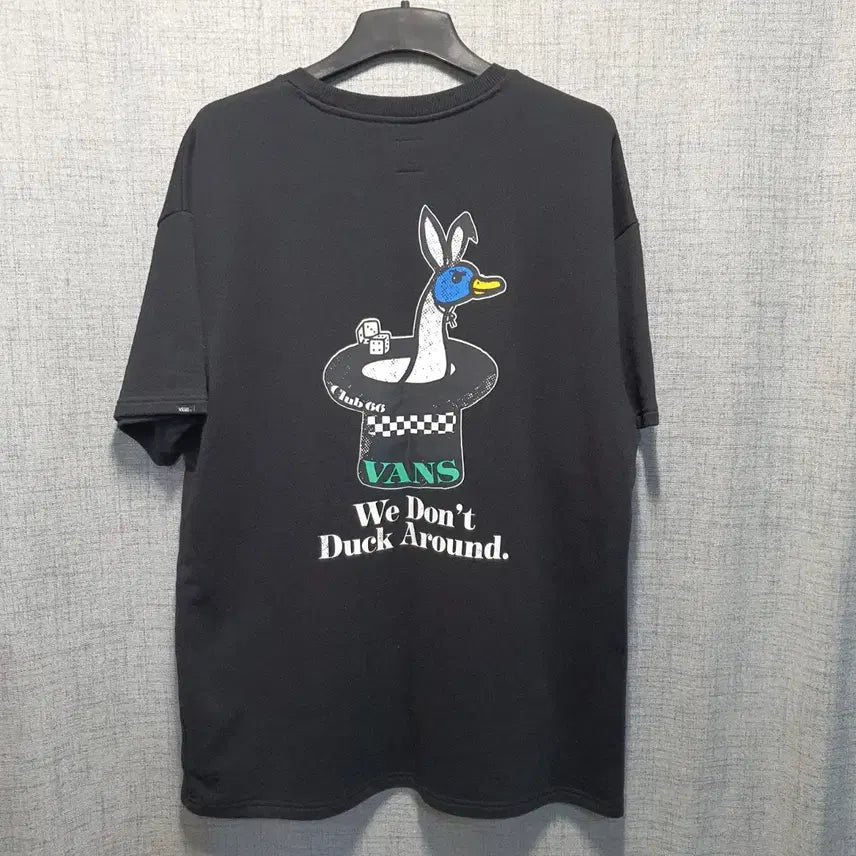 [BUNJANG] Vans Black Duck Character Pocket Short Sleeve T-Shirt L / 반스 블랙 오리 캐릭터 포켓 반팔 티셔츠 L