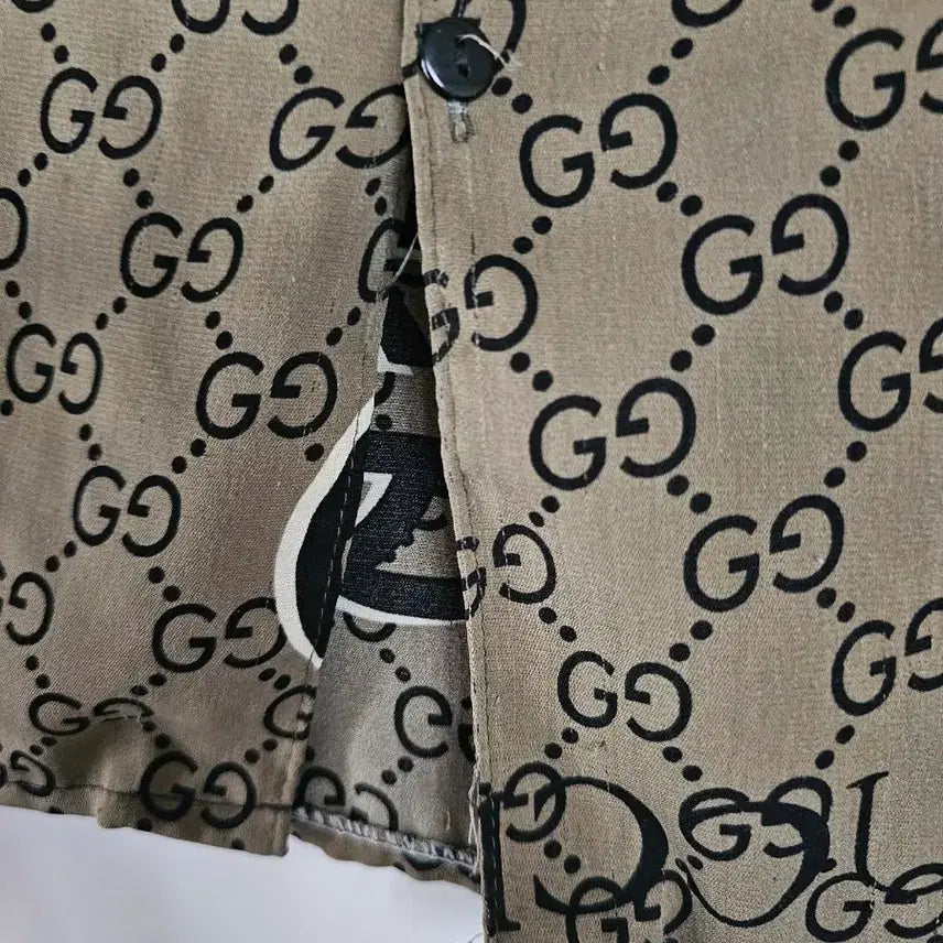 [BUNJANG] Gucci GG Pattern Ruffle Detail Short Sleeve Shirt / 구찌 GG 패턴 반팔 셔츠