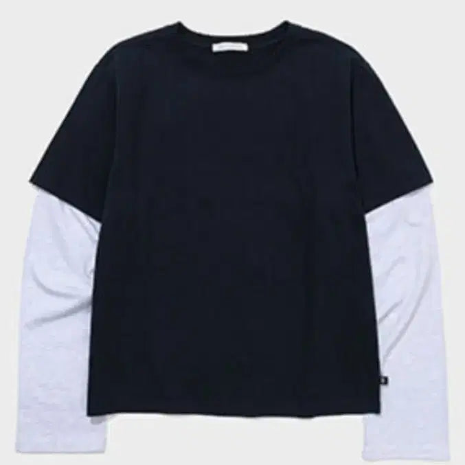 [BUNJANG] LOW CLASSIC Layered Long Sleeve T-Shirt Navy / 로우클래식 Lc 레이어드티 네이비