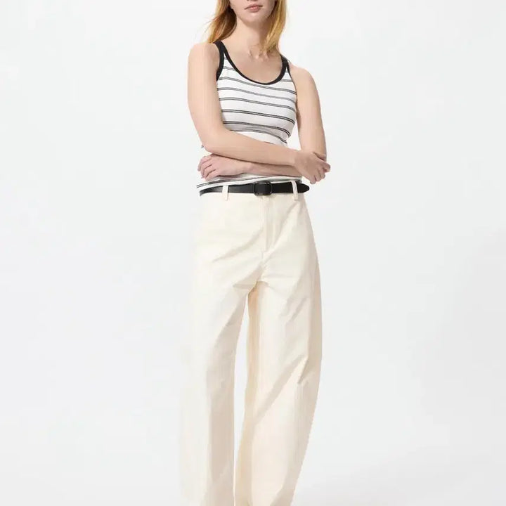 [BUNJANG] Uniqlo Jersey Barrel Leg Pants XL Off White / 저지배럴레그팬츠