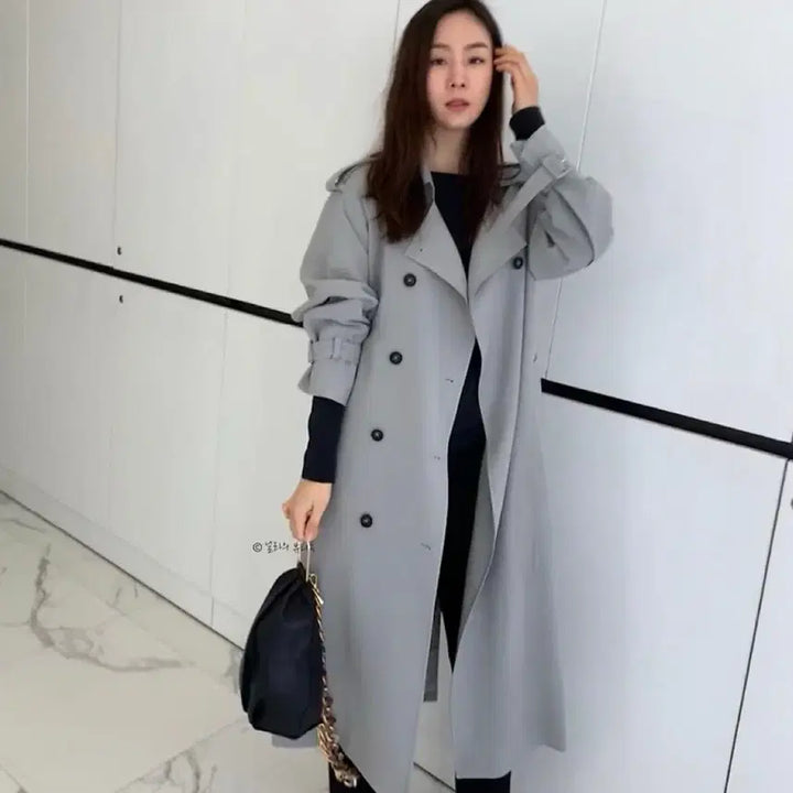 [BUNJANG] LOEUVRE Mint Grey Raglan Sleeve Trench Coat / 연예인 착용) LOEUVRE 루에브르 민트그레이 트렌치코트