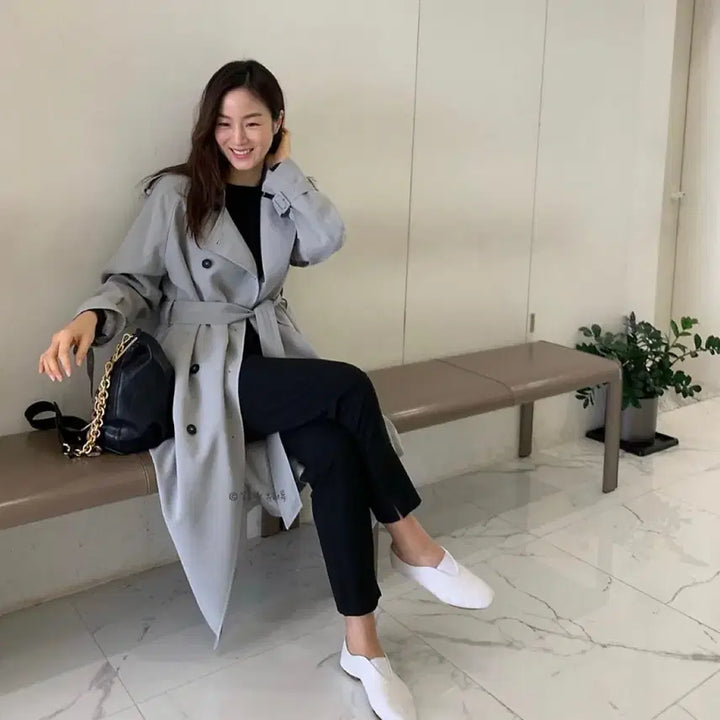 [BUNJANG] LOEUVRE Mint Grey Raglan Sleeve Trench Coat / 연예인 착용) LOEUVRE 루에브르 민트그레이 트렌치코트