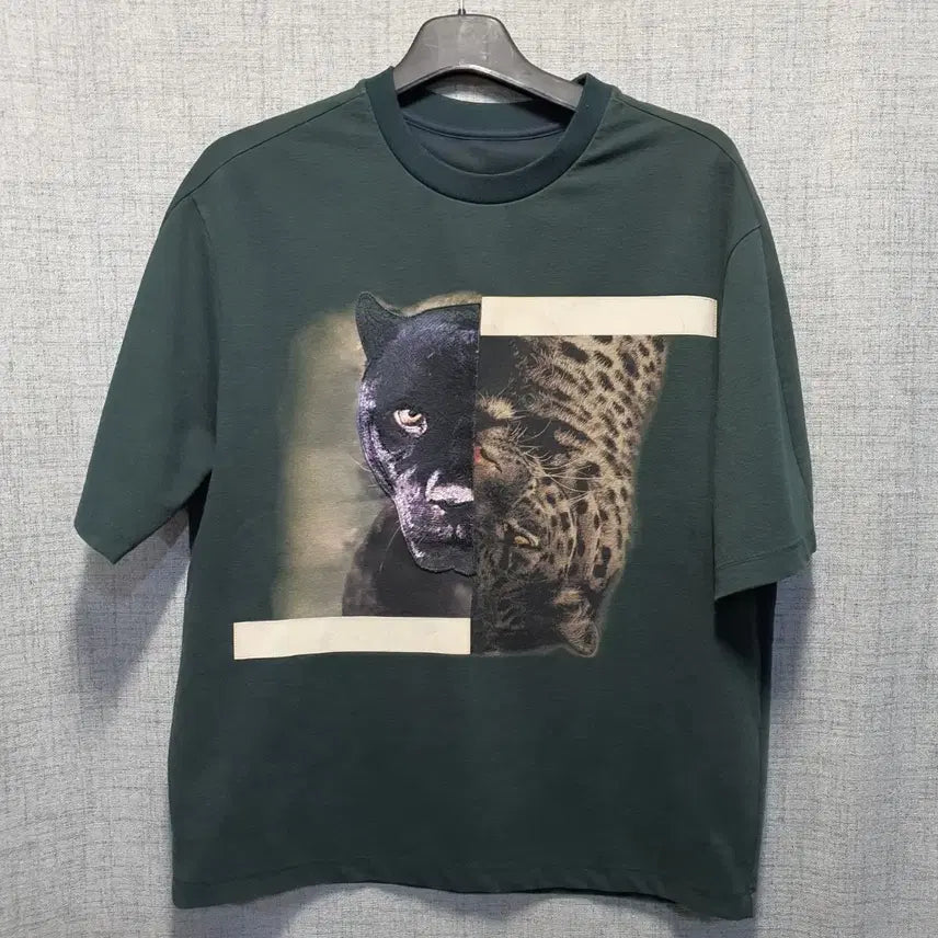 [BUNJANG] System Leopard Graphic Round Short-Sleeve T-Shirt Size 95 / 시스템 표범 그래픽 라운드 반팔티 95