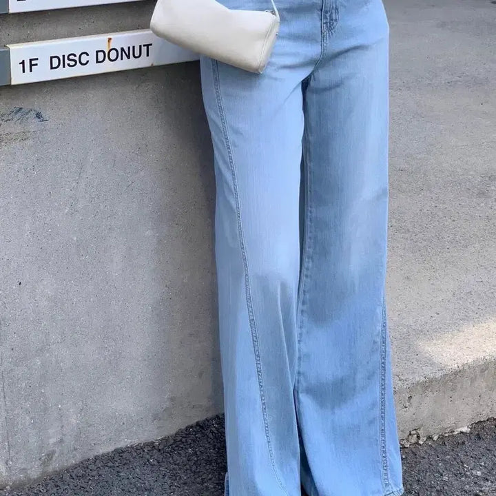 [BUNJANG] Lovemeow Joah Diagonal Denim Pants / 러브미우 주아 사선 데님 팬츠