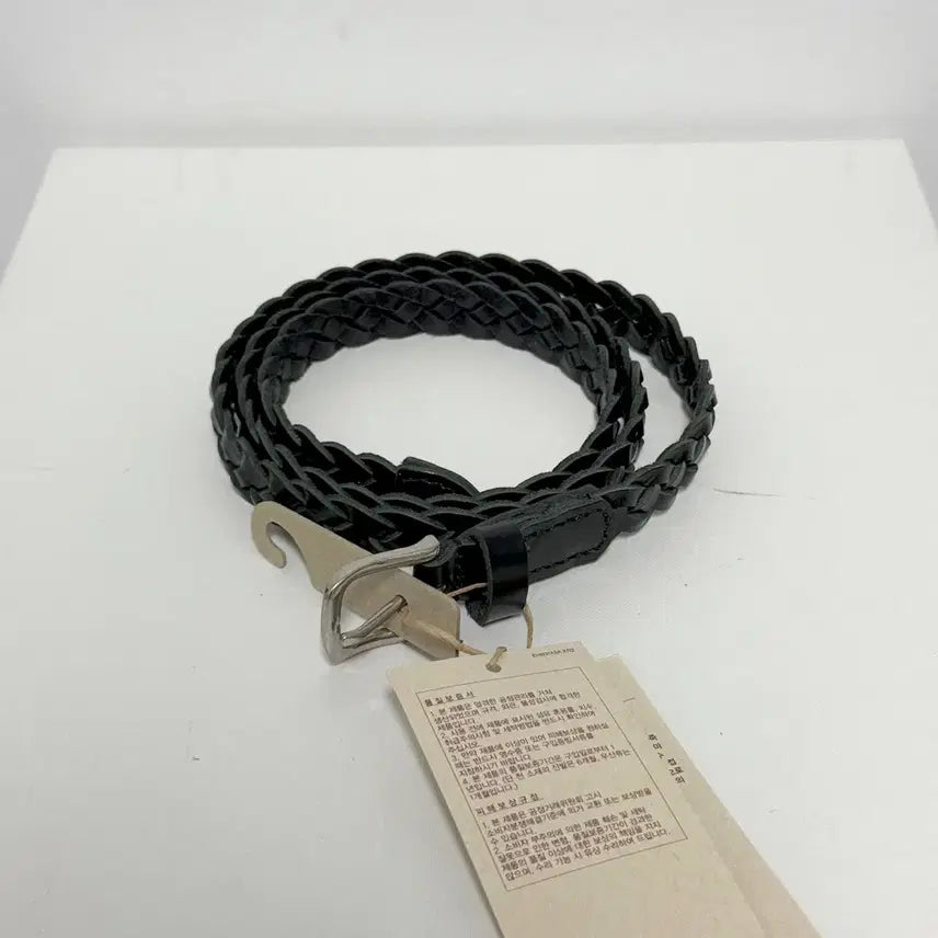 [BUNJANG] Muji Mesh Slim Belt Black Leather / 무인양품 메시 슬림 벨트 블랙 가죽벨트
