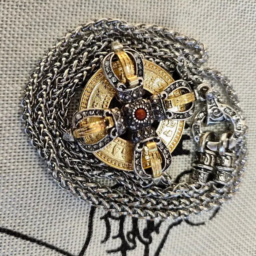 [BUNJANG] Tibetan Sanskrit Vajra Heart Amulet 925 Necklace Set / 티베트 범어 바즈라 금강심 부적 925목걸이세트