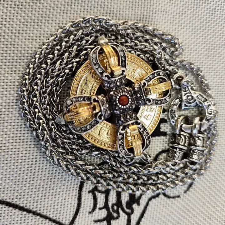 [BUNJANG] Tibetan Sanskrit Vajra Heart Amulet 925 Necklace Set / 티베트 범어 바즈라 금강심 부적 925목걸이세트
