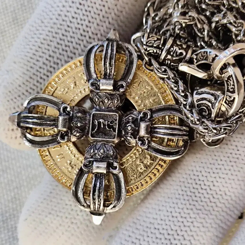 [BUNJANG] Tibetan Sanskrit Vajra Heart Amulet 925 Necklace Set / 티베트 범어 바즈라 금강심 부적 925목걸이세트