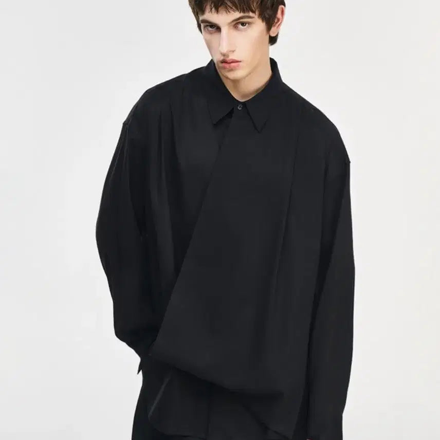 [BUNJANG] Songzio 26SS Bias Drape Shirt Black / * 송지오 26SS 바이어스 드레이프 셔츠 (50) *