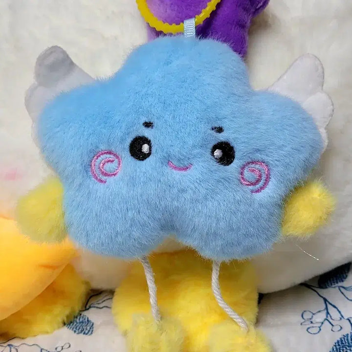 [BUNJANG] Cloud and Moon Plush Cushion with Shooting Star Keychain Plush / 구름 달 인형 쿠션 인형+별똥별 키링인형(새상품)