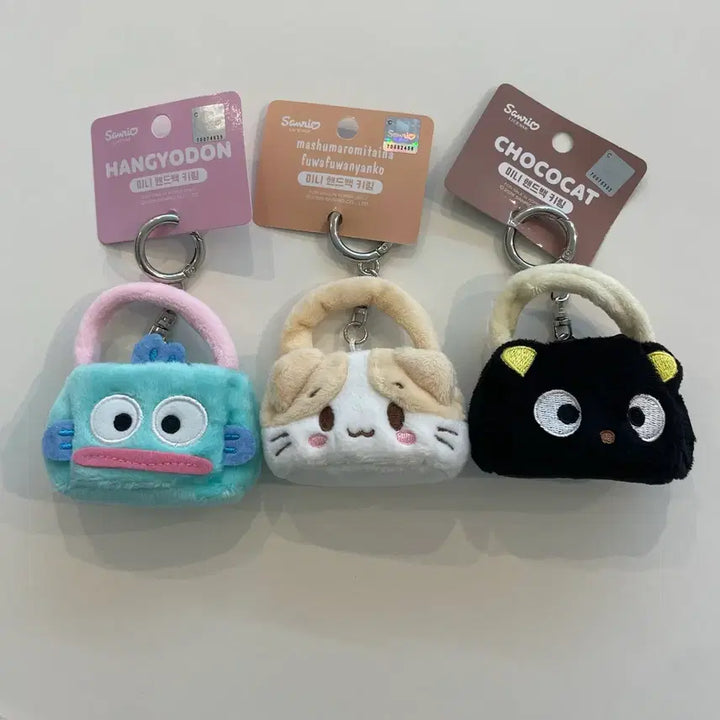 [BUNJANG] Sanrio Chocokat Hangyodon Marshmallow Mini Handbag Keychain Plush / 새상품) 산리오 정품 초코캣 한교동 마슈마로 핸드백 미니 키링 인형