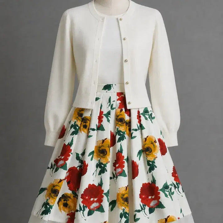 [BUNJANG] Señorita Flower Flare Skirt (Size S) / 새상품 / 세뇨리따 플라워 플레어 스커트 (S)