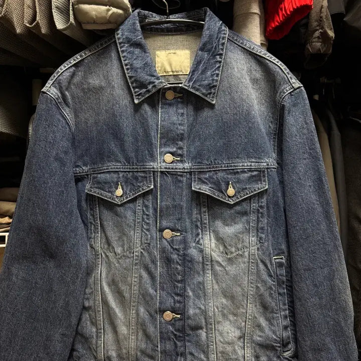 [BUNJANG] Pottery Denim Trucker Jacket Mid Blue 2 / 포터리 데님 트러커 미드블루 2