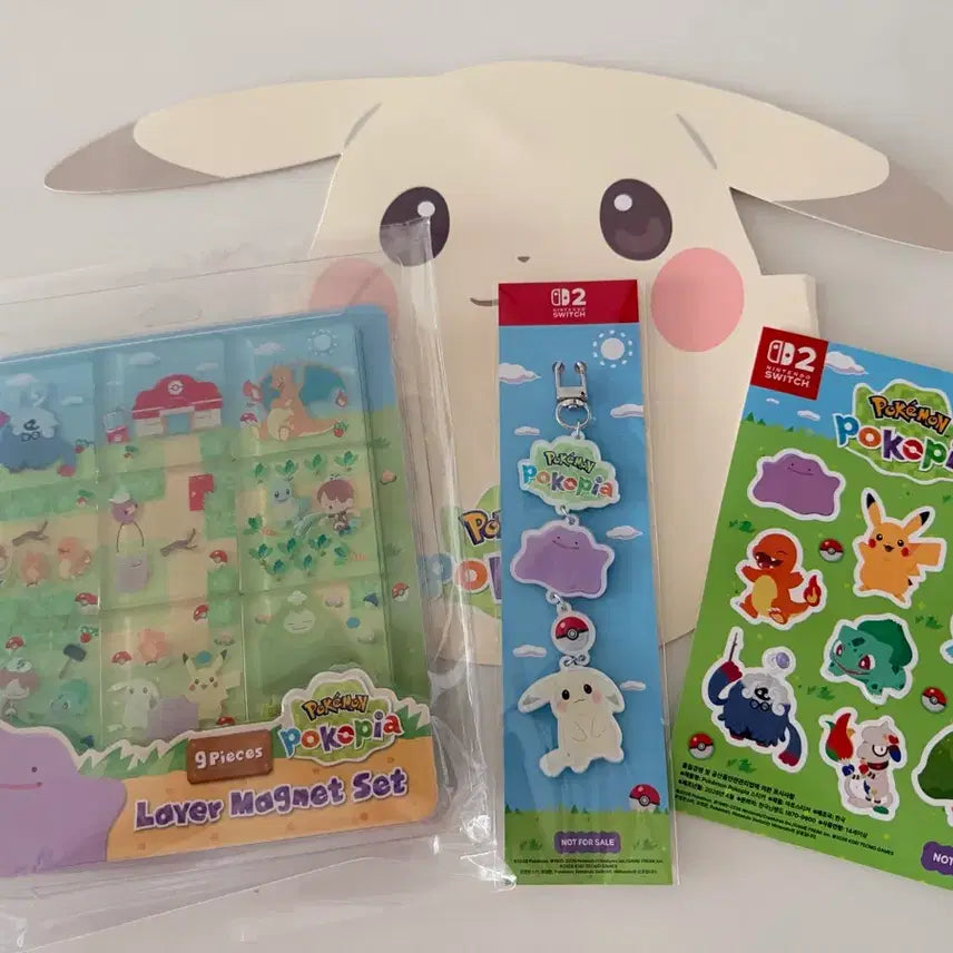 [BUNJANG] Pokemon Pocofia 4-Item Bundle (Magnet, Keychain, Sticker, Sun Cap) - Sealed / [미개봉] 4종 일괄 포켓몬 닌텐도 포코피아 마그넷,키링, 스티커, 썬캡