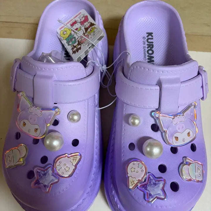 [BUNJANG] Kuromi Purple Jibbitz Crocs Sandals (240mm) / 쿠로미 샌들 퍼플 지비츠 장식 크록스 240
