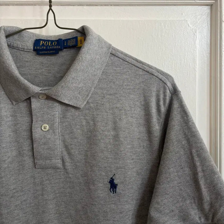 [BUNJANG] Polo Ralph Lauren Custom Slim Fit Grey Polo Shirt / 폴로 랄프로렌 커스텀 슬림핏 회색 폴로셔츠 큐알정품[택포]