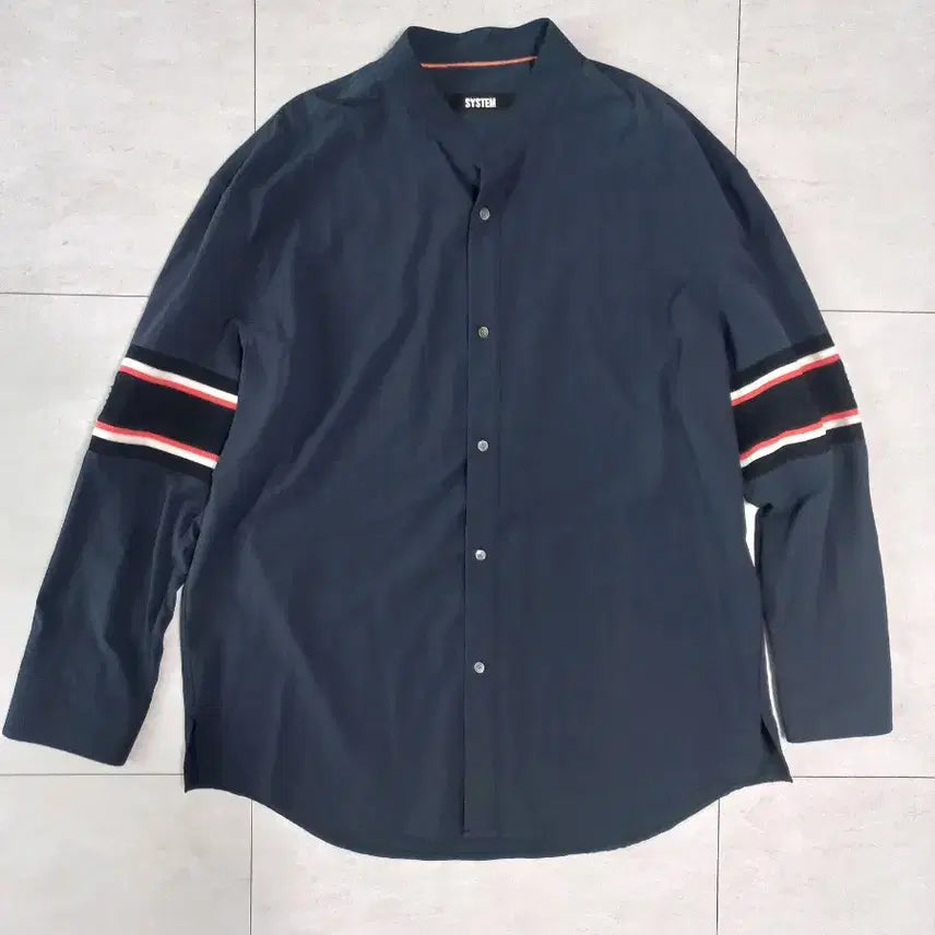 [BUNJANG] System (Handseom) Band Neck Long Sleeve Shirt Navy / 시스템(한섬)밴드넥 네이비긴팔셔츠