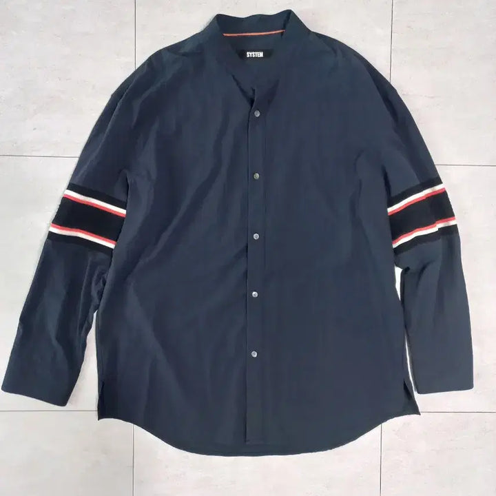 [BUNJANG] System (Handseom) Band Neck Long Sleeve Shirt Navy / 시스템(한섬)밴드넥 네이비긴팔셔츠