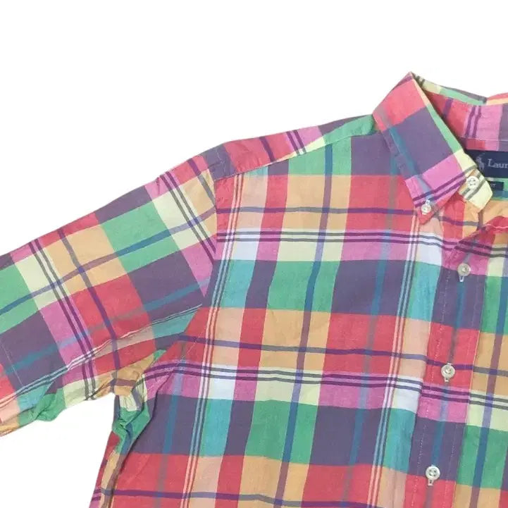 [BUNJANG] Polo Madras Check Short Sleeve Shirt / 폴로 마드라스  체크 반팔 셔츠 M / L사이즈
