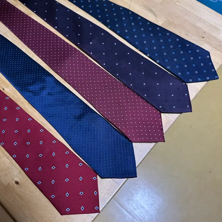 [BUNJANG] Fruyi 100% Silk Polka Dot &amp; Square Pattern Neckties (Set of 5) / 프루이 넥타이 도트 패턴 스퀘어 다이아등 5개