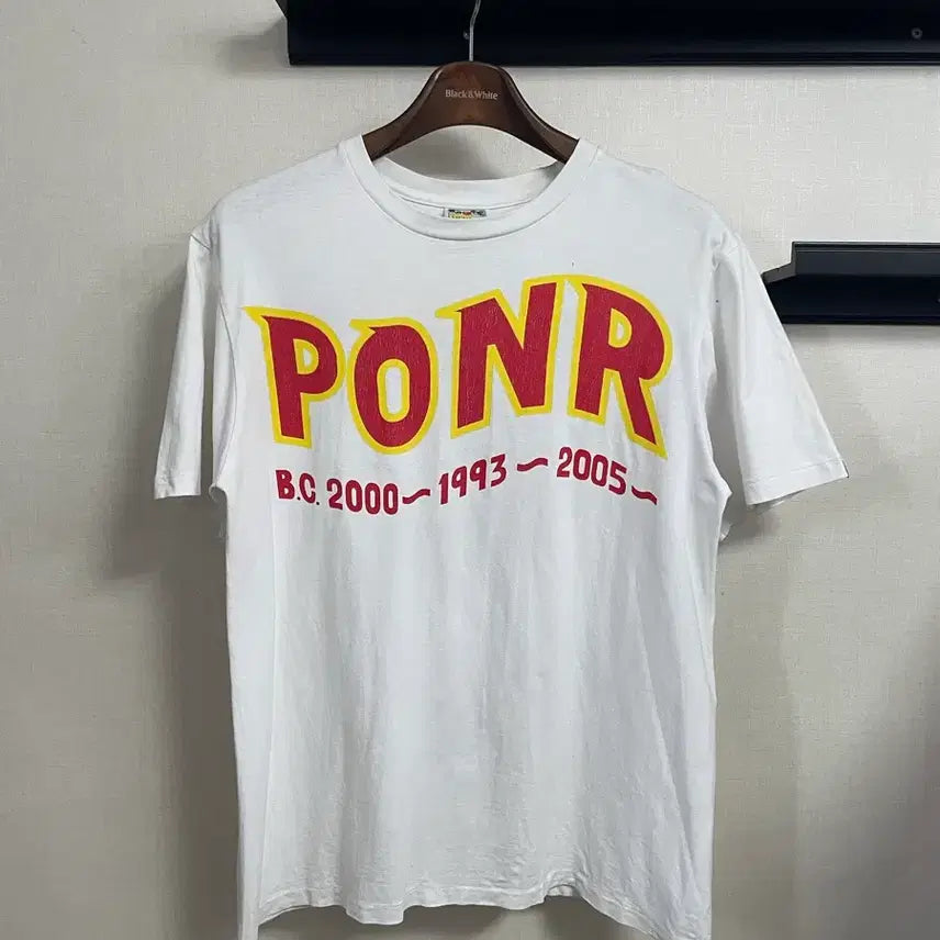 [BUNJANG] PONR Printed Short Sleeve T-Shirt White L / PONR 프린팅 반팔 티셔츠 화이트 L사이즈
