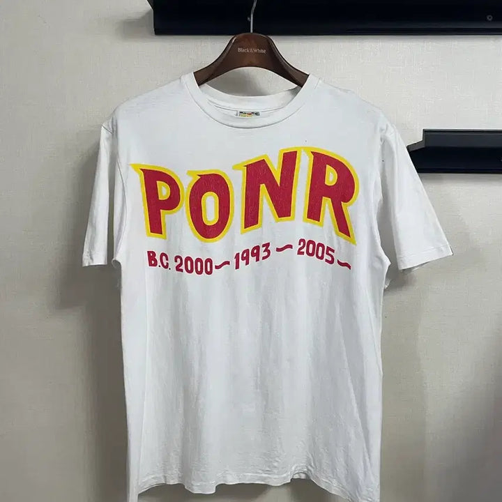 [BUNJANG] PONR Printed Short Sleeve T-Shirt White L / PONR 프린팅 반팔 티셔츠 화이트 L사이즈