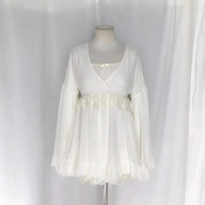 [BUNJANG] Latte Gyaru Beige Blouse Tunic / 라떼갸루 빈티지 베이지 블라우스 튜닉