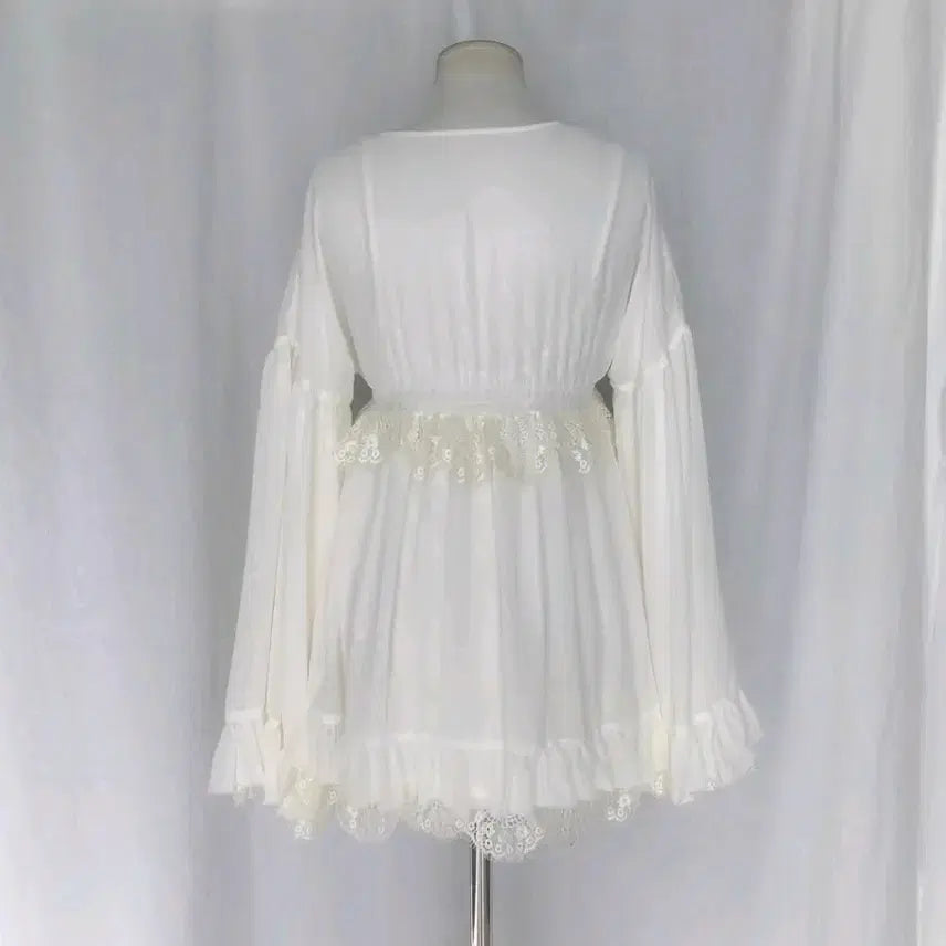 [BUNJANG] Latte Gyaru Beige Blouse Tunic / 라떼갸루 빈티지 베이지 블라우스 튜닉