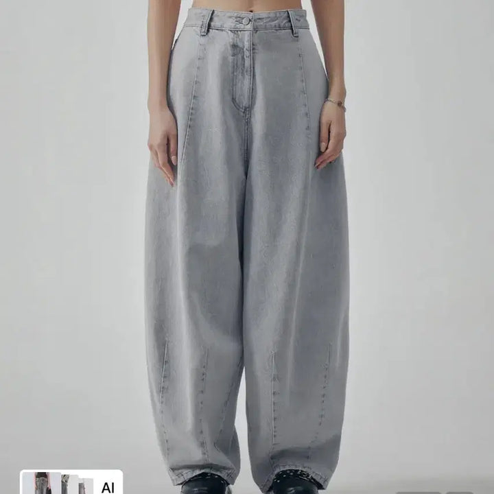 [BUNJANG] Triming Bird Balloon Fit Denim Pants - Gray (Size 2) / 트리밍버드 데님팬츠 그레이 2사이즈