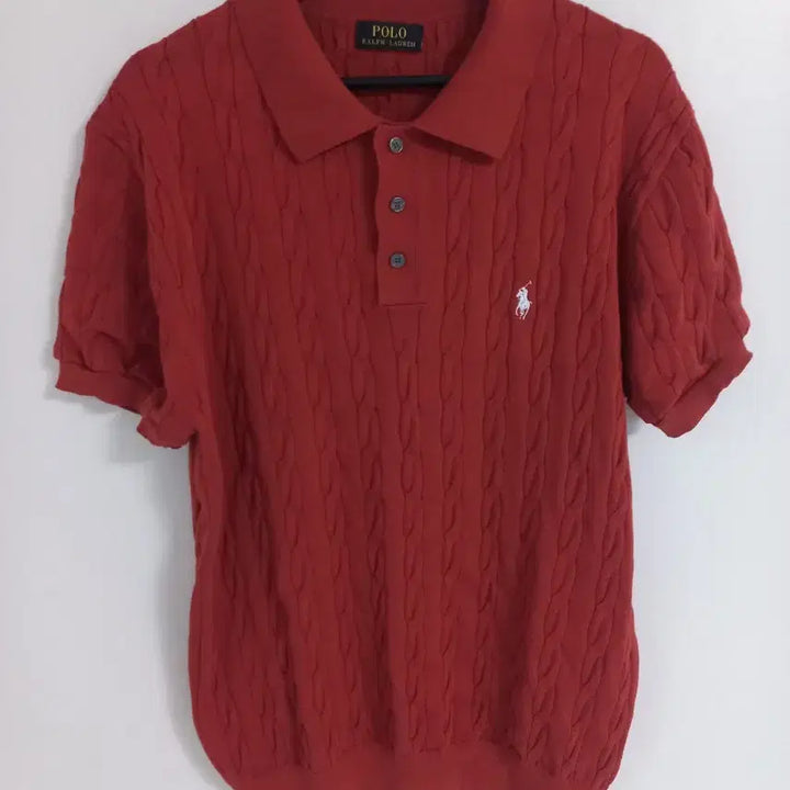 [BUNJANG] Polo Ralph Lauren Cable Short Sleeve Knit Polo Shirt / 폴로 랄프로렌 케이블 반팔 카라 니트