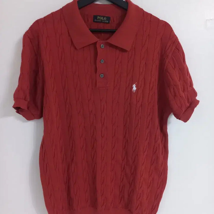 [BUNJANG] Polo Ralph Lauren Cable Short Sleeve Knit Polo Shirt / 폴로 랄프로렌 케이블 반팔 카라 니트