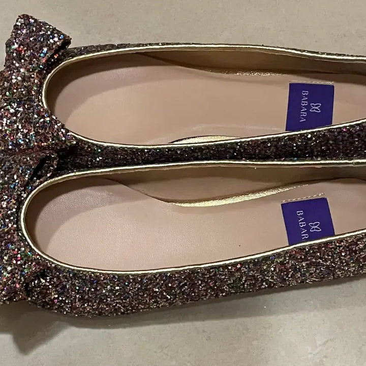 [BUNJANG] BABA Glitter Ribbon Ballet Flats / BABA 글리터 리본 플랫 슈즈 새 상품입니다.