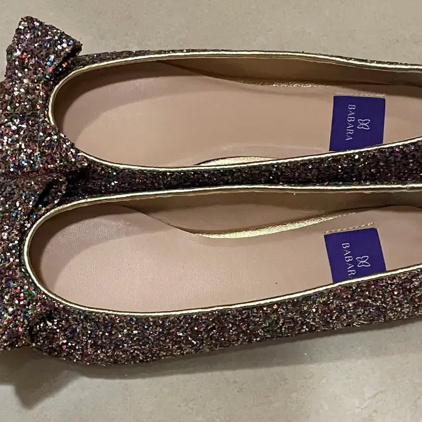 [BUNJANG] BABA Glitter Ribbon Ballet Flats / BABA 글리터 리본 플랫 슈즈 새 상품입니다.