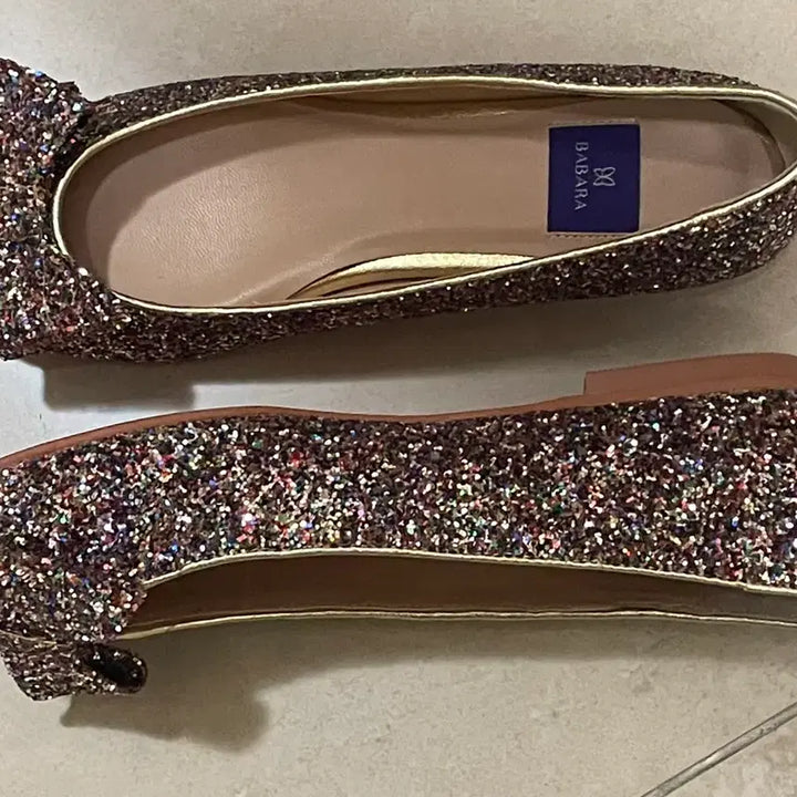[BUNJANG] BABA Glitter Ribbon Ballet Flats / BABA 글리터 리본 플랫 슈즈 새 상품입니다.