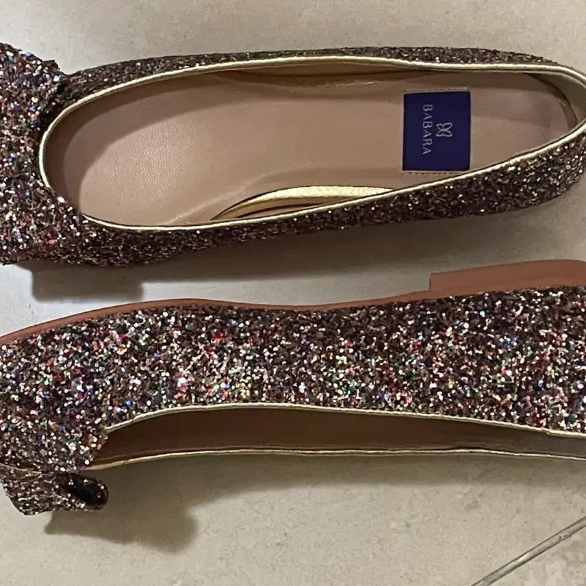 [BUNJANG] BABA Glitter Ribbon Ballet Flats / BABA 글리터 리본 플랫 슈즈 새 상품입니다.