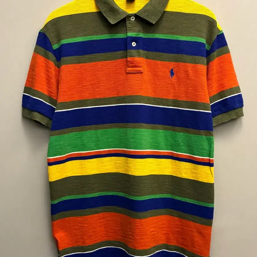 [BUNJANG] Polo Ralph Lauren Stripe Multicolor PK T-Shirt / (M~L)폴로랄프로렌 스트라이프 멀티컬러 Pk티셔츠 카라티