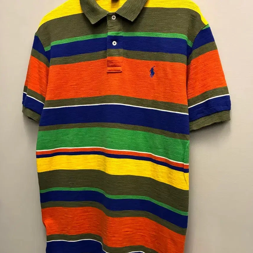 [BUNJANG] Polo Ralph Lauren Stripe Multicolor PK T-Shirt / (M~L)폴로랄프로렌 스트라이프 멀티컬러 Pk티셔츠 카라티