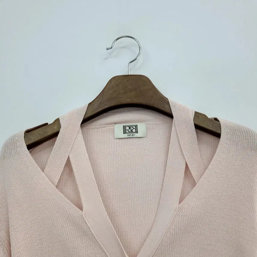 [BUNJANG] Rene J Shoulder Cut Knit Cardigan Pink Free Size / 르네제이 숄더컷 니트 가디건 핑크/프리/앨리스/1211
