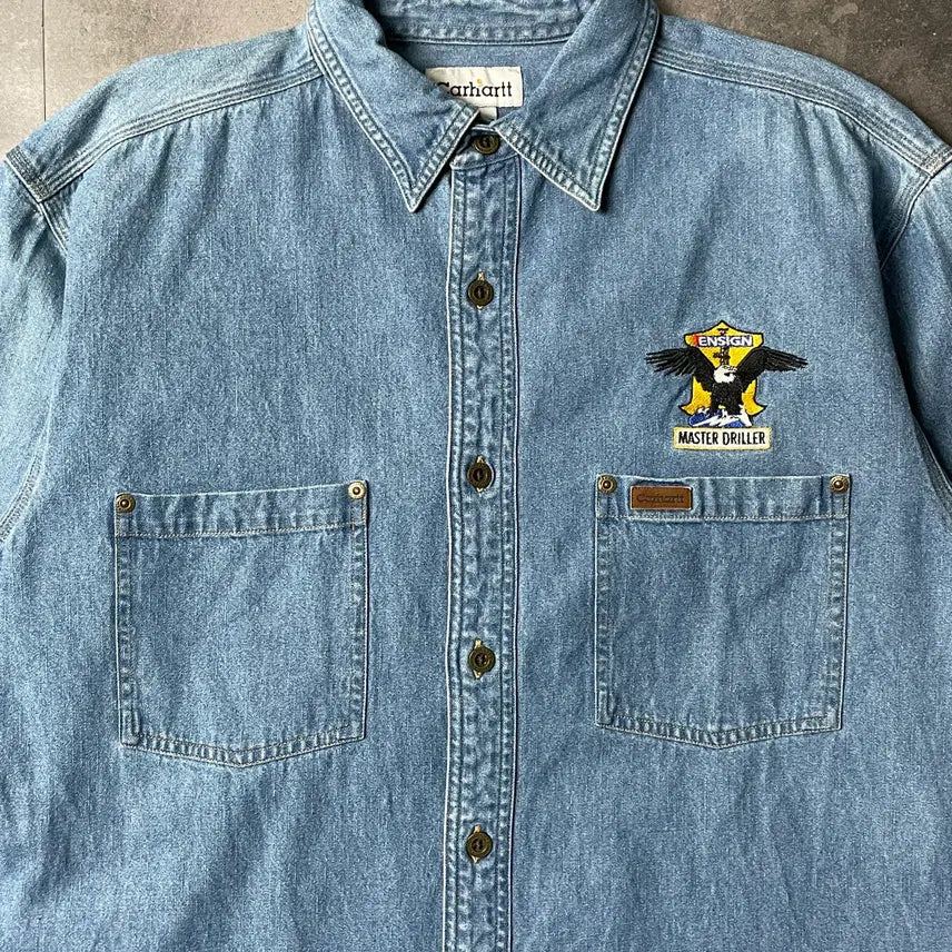 [BUNJANG] Carhartt 00s Cotton Denim Work Shirt / CARHARTT 00s 칼하트 코튼 데님 워크 셔츠 A00919