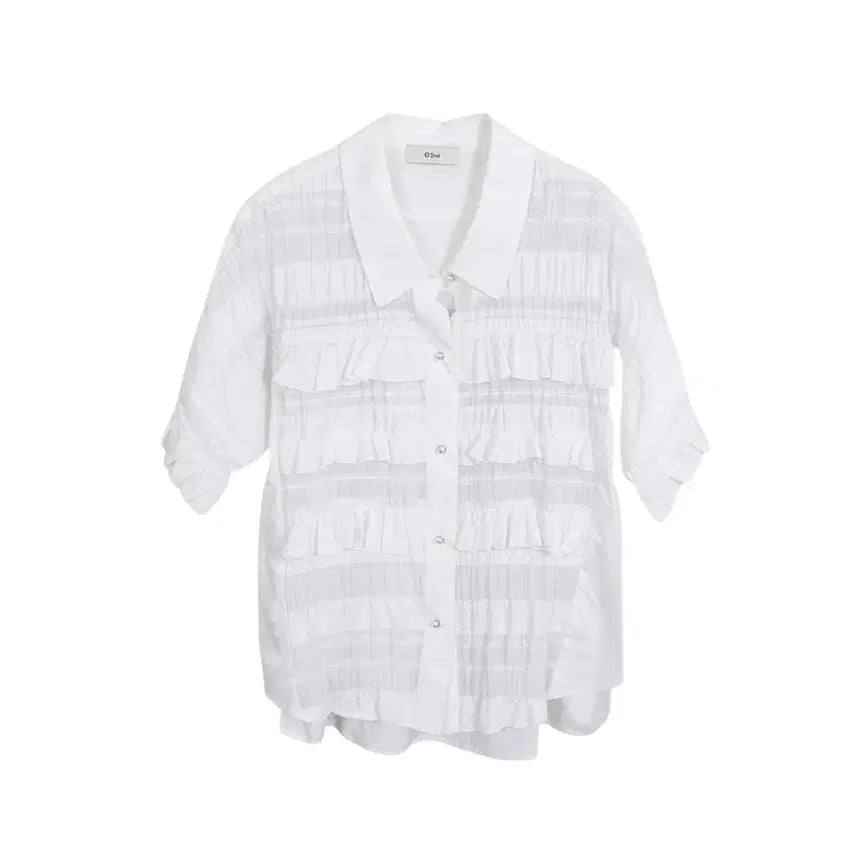 [BUNJANG] Ozsecon Frill Short-Sleeve Blouse WT / 여성82/ 오즈세컨 신형 프릴 반팔 블라우스 WT 28-168