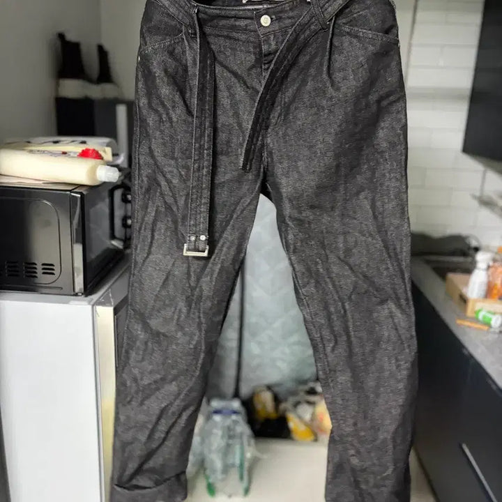 [BUNJANG] SATUR Belted Pants Black/Gray / SATUR 블랙 , 그레이 밸티드 팬츠 팝니다