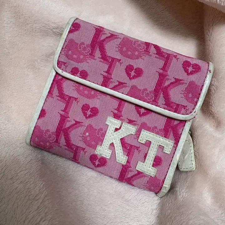 [BUNJANG] Sanrio Hello Kitty Oblique Monogram Pouch / 키티 오블리크 모노그램 지갑 고전 산리오 헬로키티 키티스트랩 레어 파우치