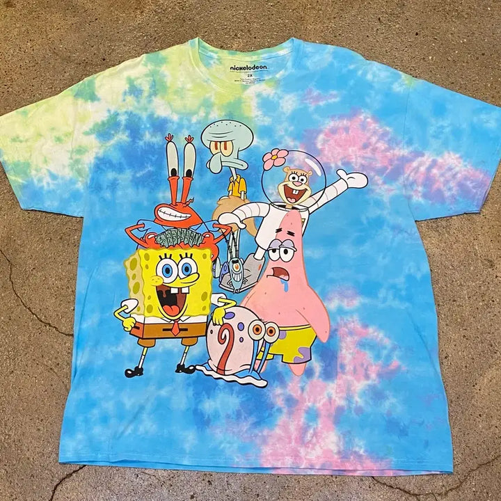 [BUNJANG] Nickelodeon SpongeBob Tie-Dye T-Shirt / 미국 빈티지 니켈로디언 스폰지밥 타이다이 반팔티