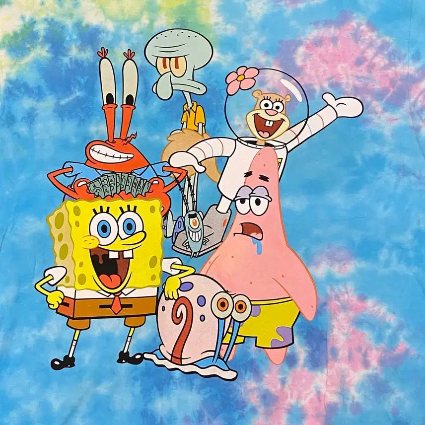 [BUNJANG] Nickelodeon SpongeBob Tie-Dye T-Shirt / 미국 빈티지 니켈로디언 스폰지밥 타이다이 반팔티