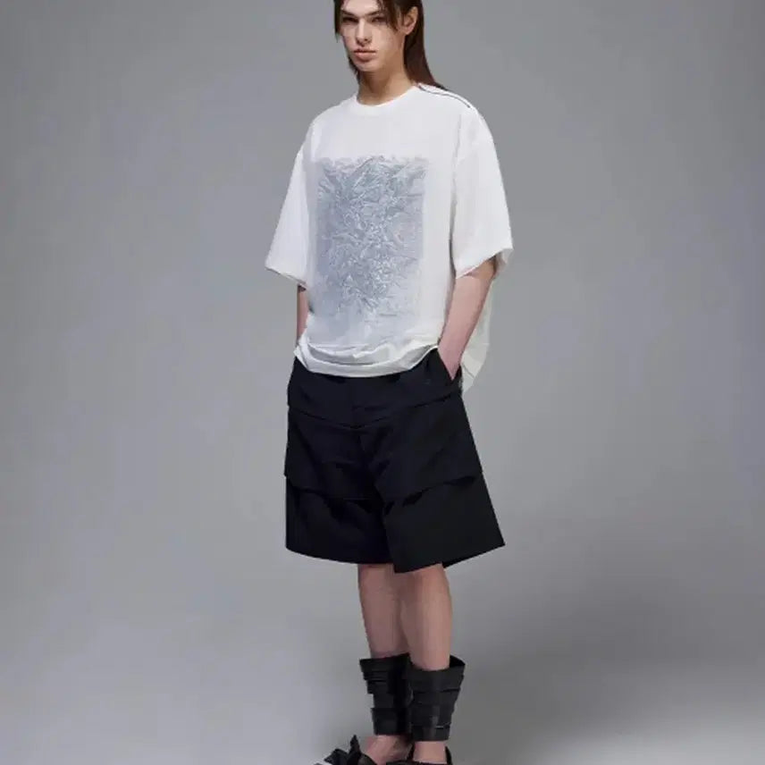 [BUNJANG] Songzio Veiled Embroidered T-Shirt Size 48 / 송지오 베일드 자수 티셔츠 48 새상품