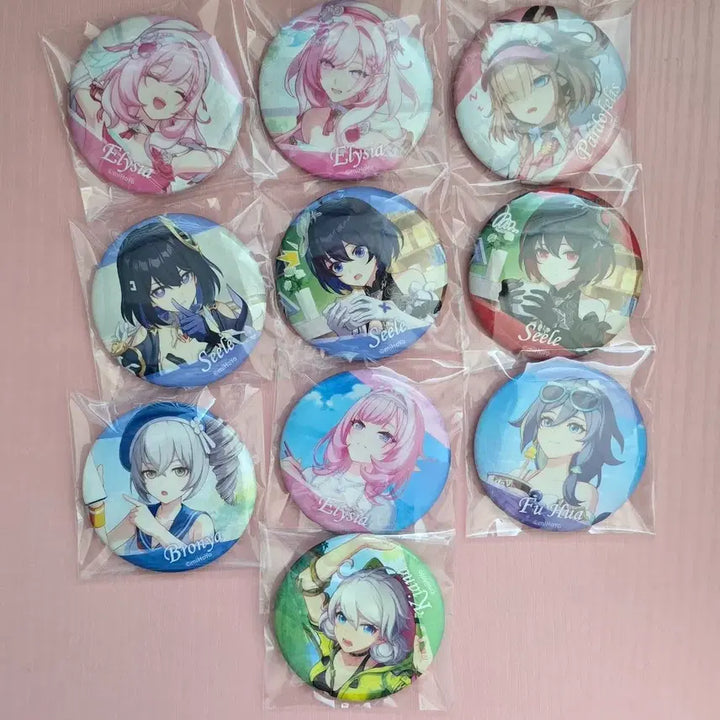 [BUNJANG] Honkai Impact 3rd Pardofelis Seele Elysia Can Badge Bundle Set / 붕괴3rd 파르도 제레 엘리시아 브로냐 키아나 후카 캔뱃지 일괄