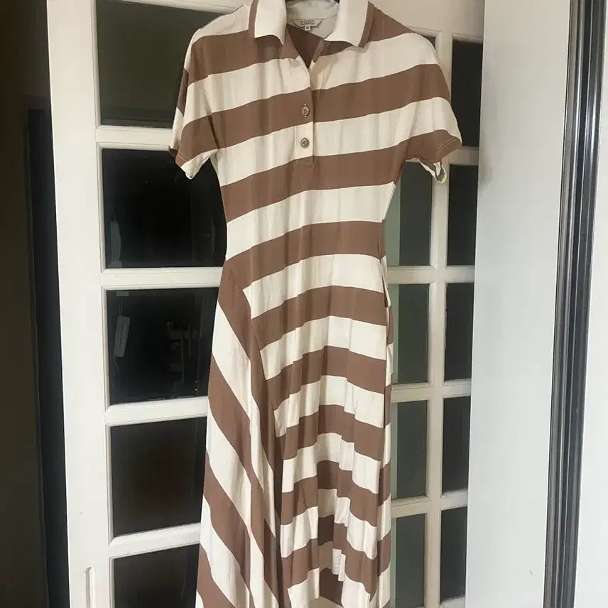 [BUNJANG] Egoist Beige Stripe Midi Dress Size 66 / 에고이스트 원피스 베이지스트라이프 66