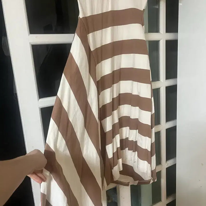 [BUNJANG] Egoist Beige Stripe Midi Dress Size 66 / 에고이스트 원피스 베이지스트라이프 66